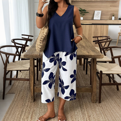 💐50% DE RÉDUCTION ! Ensemble 2 Pièces Bohème Élégant – Imprimé Fleuri & Coupe Flatteuse 🌺💫【Prix Exceptionnel】