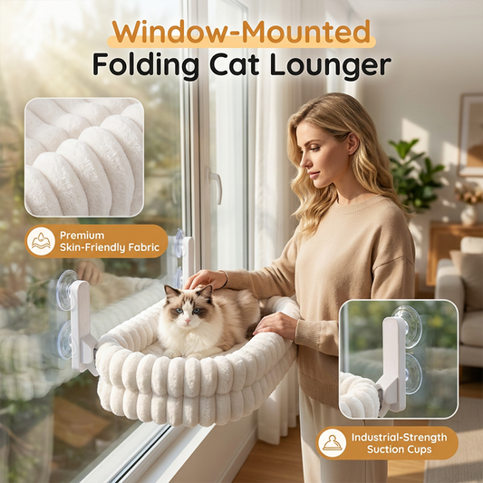 🐈☀️ Hamac de Fenêtre Pliable pour Chat – Doux, Gain de Place et Fixé par Ventouses
