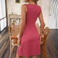 👗🎀 PROMO FLASH 50% ! Robe Femme Sans Manches Col V & Nœud Avant – Coupe Ceinturée, Tissu Fluide, 5 Coloris, Tailles S-2XL, Idéale Brunch & Occasions Spéciales 🌺