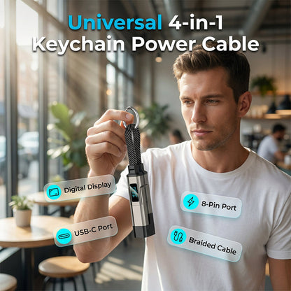 💐50% DE RÉDUCTION ! 🔌 Câble de charge 4 en 1 avec affichage numérique et anneau porte-clés – charge rapide, résistant aux nœuds et compact ⚡🔑【Offre Limitée】