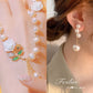 🥳PROMO FLASH 50%✨Ensemble Collier & Boucles d'Oreilles Rose & Perles – Alliage, Zircon, Boîte Cadeau, Parfait pour Mariage, Soirée & Photos💍