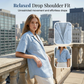 Chemise courte en denim à col tailleur ample pour femme