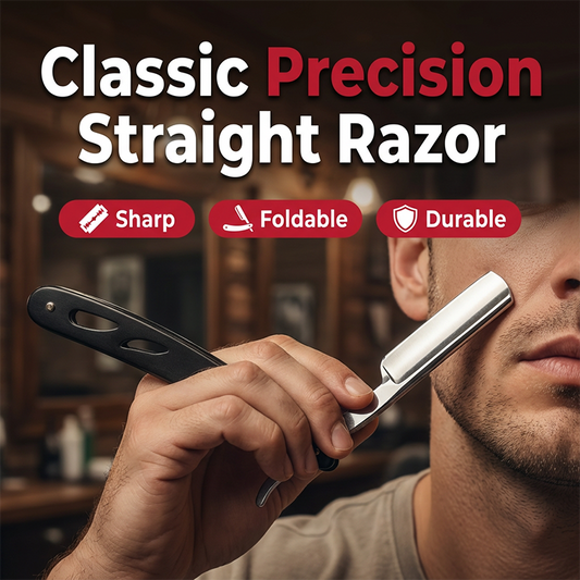 🪒🎩 OFFRE LIMITÉE 50% DE RÉDUCTION! Rasoir Droit Pliant Classique en Acier Inoxydable – Style Barbier Traditionnel, Rasage Humide Doux, Parfait pour Hommes, Garçons d’Honneur ou Amateurs de Vintage 🧔✨🎁