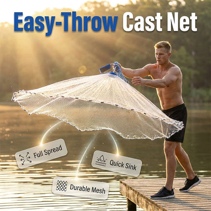 🎣🛒 -50% ! 🌊Épervier de Pêche Facile à Lancer – Nylon Monofilament, Maillage Résistant & Descente Rapide.