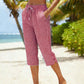 👖💐 PROMO FLASH 50% ! Pantalon Capri à Carreaux Femme – Tissu Coton-Lin Respirant, Taille Élastique à Cordon, Poches Latérales, 8 Coloris, Tailles S-3XL, Idéal Été & Vacances ✨☀️