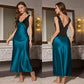 👗 50% DE RÉDUCTION ✨ Nuisette élégante à col en V – Satin doux & fines bretelles – Taille fluide, parfaite pour un look chic ou décontracté – idéale pour les soirées ou la maison 🌙