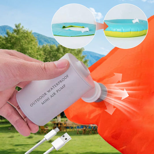 🏕️⛰️💧 OFFRE LIMITÉE 50% DE RÉDUCTION! Mini Pompe à Air Étanche pour l’Extérieur – Indice IPX7, Petite & Robuste, Gonflage/Dégonflage Rapide – Parfaite pour Matelas Gonflables, Tentes & Flotteurs de Piscine en Camping 🛶🌲