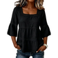 🌸 PROMO LIMITÉE 50% DE RÉDUCTION ! 💥 Blouse Boho Col Carré – Dentelle Crochet, Manches Cloche, Respirante ✨