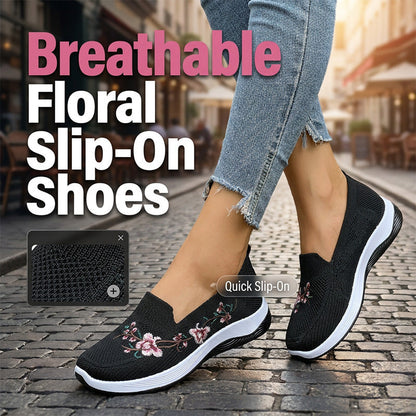 ✨🛒 -50% ! 🏙 Chaussures Slip-on en Maille à Motifs Floraux – Légères, Respirantes & Confortables