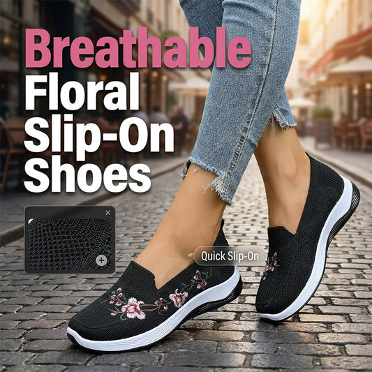 ✨🛒 -50% ! 🏙 Chaussures Slip-on en Maille à Motifs Floraux – Légères, Respirantes & Confortables