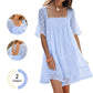 👗✨🦢 OFFRE LIMITÉE 50% DE RÉDUCTION! Robe Smockée Encolure Carrée Polyvalente – Met en Valeur Toutes les Silhouettes, Poches en Option, Se Porte avec Sandales ou Baskets – Du Bureau au Week-end en Une Seule Pièce Facile 💼🌼