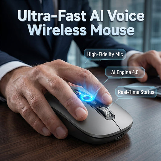 ⏳🔥 PROMO FLASH 50% ! Souris Sans Fil Intelligente à Commande Vocale IA – Dictée 1600 Mots/Min, Précision 99%, Traduction Multilingue, 4000 DPI, Ergonomique, Idéale Professionnels ✨