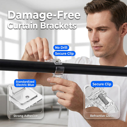 🪟🧲 Supports de tringle à rideau autocollants – Sans perçage, design discret et charge jusqu’à 7,7 kg