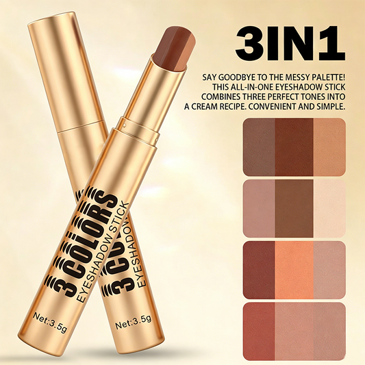 🌸💄🌈 OFFRE LIMITÉE 50% DE RÉDUCTION! Bâton Fard à Paupières Dégradé 3-en-1 – Glisse Facilement, Couleurs Fondantes, Un Seul Trait pour un Effet Dégradé Stupéfiant – Parfait pour un Usage Quotidien et les Voyages ✨👁️