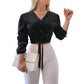 👗🌸✨ OFFRE LIMITÉE 50% DE RÉDUCTION! Haut Élégant à Col en V et Taille Nouée pour Femme – Style Portefeuille Flatteur, Tissu Doux, Chic Sans Effort – Parfait pour le Bureau, Déjeuners & Brunch du Week-end 💼🥗🌿