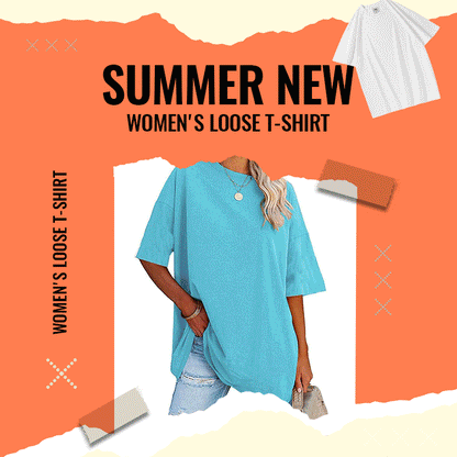 🎁🛒💕 OFFRE LIMITÉE 50% DE RÉDUCTION! T-Shirt Ample Essentiel du Quotidien – Jersey Ultra-Doux, Col Rond Classique, Disponible du S au XXL – Un Indispensable de la Garde-Robe pour Chaque Femme, Parfait aussi comme Cadeau 🌸👯‍♀️