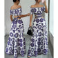 🌺Women’s Off-the-Shoulder Waist Cutout Daisy Printed Resort Dress