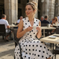 👗💕🦋 OFFRE LIMITÉE 50% DE RÉDUCTION! Robe Sans Manches Col V à Pois Avantageuse – Taille Cintrée, Jupe Évasée, Charme Rétro – Met en Valeur Toutes les Silhouettes, Parfaite pour les Rendez-vous ou les Soirées 🌙👠