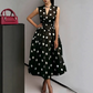 👗💕🦋 OFFRE LIMITÉE 50% DE RÉDUCTION! Robe Sans Manches Col V à Pois Avantageuse – Taille Cintrée, Jupe Évasée, Charme Rétro – Met en Valeur Toutes les Silhouettes, Parfaite pour les Rendez-vous ou les Soirées 🌙👠