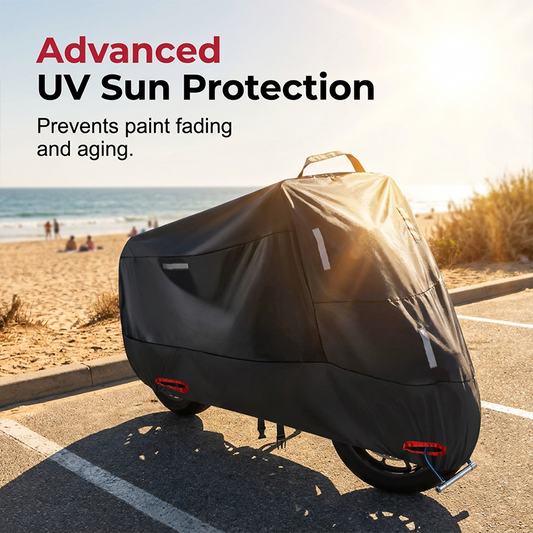 🛡️🏍️ Housse de Moto Toutes Saisons Imperméable & Anti-UV – Bandes Réfléchissantes, Œillets Antivol et Tissu Oxford