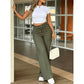 ⏳ PROMO LIMITÉE -50% ! 👖 Pantalon Taille Haute Jambe Droite Femme – Couture Frontale Amincie, Ceinture Élastique Dos, Coupe Polyvalente · Noir & Vert · S–2XL ✨