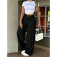 ⏳ PROMO LIMITÉE -50% ! 👖 Pantalon Taille Haute Jambe Droite Femme – Couture Frontale Amincie, Ceinture Élastique Dos, Coupe Polyvalente · Noir & Vert · S–2XL ✨