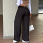 ⏳ PROMO LIMITÉE -50% ! 👖 Pantalon Taille Haute Jambe Droite Femme – Couture Frontale Amincie, Ceinture Élastique Dos, Coupe Polyvalente · Noir & Vert · S–2XL ✨
