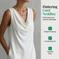 👗🌸✨ OFFRE LIMITÉE 50% DE RÉDUCTION! Robe Élégante Col Claudine Slim Fit – Sans Manches, Encolure Drapée Avantageuse, Poches Latérales – Parfaite pour le Travail, le Brunch ou le Thé de l'Après-Midi 💼🥂