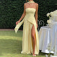 Women's Sexy Strapless Backless High Split Maxi Dresses
