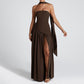Women's Sexy Strapless Backless High Split Maxi Dresses