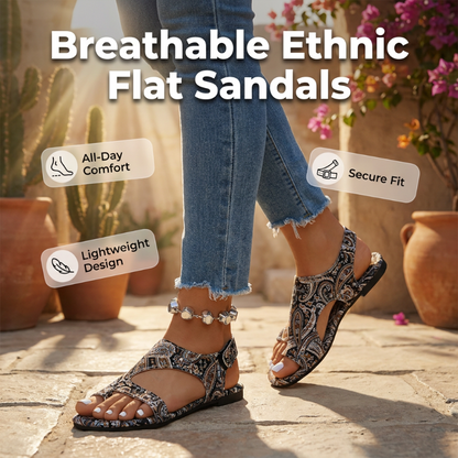 📢📢40 % DE RÉDUCTION !! ⏰Sandales Plates Ethniques Femme Style Mule