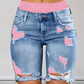📢📢40 % DE RÉDUCTION !! ⏰Ensemble Short en Jean Déchiré et Legging Coloré pour Femme