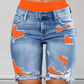 📢📢40 % DE RÉDUCTION !! ⏰Ensemble Short en Jean Déchiré et Legging Coloré pour Femme