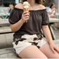 📢📢40% OFF !! ⏰Women's Off Shoulder Top and Floral Shorts Set
