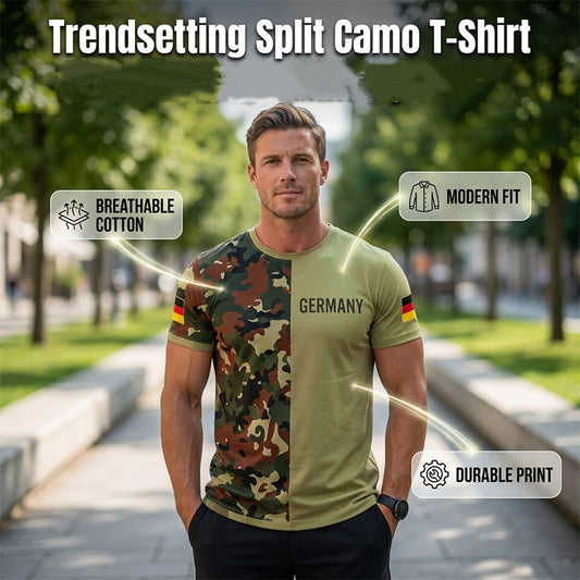 🧵🎨👕 OFFRE LIMITÉE 50% DE RÉDUCTION! T-Shirt Col Rond Camo Patchwork – Coutures Contrastées, Panneaux de Tissu Mixte, Coupe Décontractée – Affirmez Votre Style avec Cet Essentiel Tendance et Moderne pour Votre Garde-Robe 🌟✨