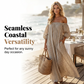 👗 -50% MAINTENANT ! 🌸 Robe Maxi Épaules Dénudées Femme – Manches lanternes & coupe fluide – Parfaite pour les soirées d'été ou les soirées romantiques – élégante et légère ✨🌿