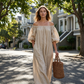 👗 -50% MAINTENANT ! 🌸 Robe Maxi Épaules Dénudées Femme – Manches lanternes & coupe fluide – Parfaite pour les soirées d'été ou les soirées romantiques – élégante et légère ✨🌿