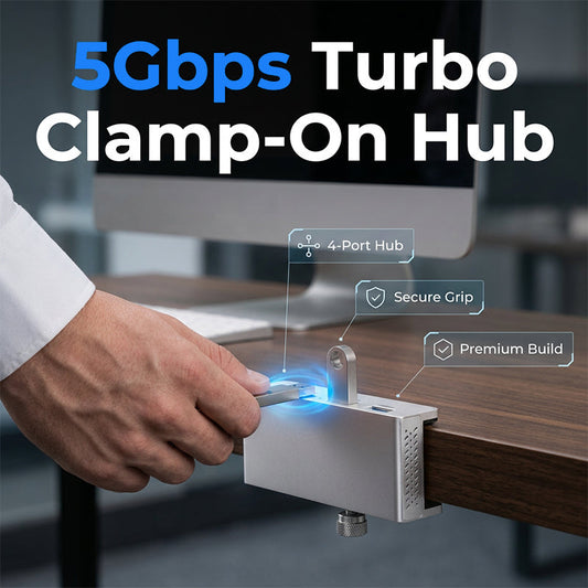 💻🖇️📌 OFFRE LIMITÉE 50% DE RÉDUCTION! Hub USB 3.0 à Pince – Station d’Accueil 4 Ports en Aluminium, Se Fixe Solidement au Bord du Bureau – Libère de l’Espace de Travail et Garde les Câbles Bien Organisés 🖥️✨