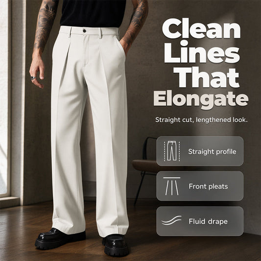 👖✨🕴️ OFFRE LIMITÉE 50% DE RÉDUCTION! Pantalon Droit Drapé Doux pour Homme – Coupe Classique, Tissu Fluide, Facile à Assortir – Parfait pour le Travail, les Week-ends ou les Tenues Smart-Casual 🧥👔