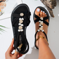 👡 50% DE RÉDUCTION ! ✨ Sandales Plates Femme avec Perles – Brides Douces, Semelle Flexible & Bride Élastique Arrière – Élégance Estivale et Confort Toute la Journée 🌸💎