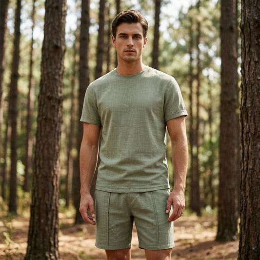 👕🩳🌿 OFFRE LIMITÉE 50% DE RÉDUCTION! Ensemble T-Shirt & Short Léger et Décontracté pour Homme – Mélange de Coton Doux, Tissu Respirant, Coupe Relax – Idéal pour le Quotidien, la Détente ou les Sorties du Week-end 🏡