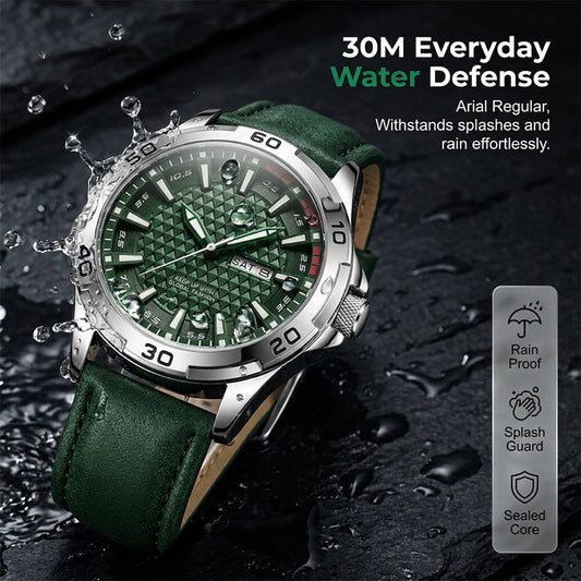 ⌚ OFFRE LIMITÉE −50% ! 💥 Montre Sport Homme Quartz Lumineuse 30M – Cadran Géométrique 3D, Verre Trempé Anti-Rayures & Boîtier Acier Inoxydable – Résistante à l’Eau, Précise et Robuste ✨💪