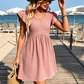 👗💼🌿 OFFRE LIMITÉE 50% DE RÉDUCTION! Robe Élégante à Manches Flutter et Col V – Jersey Doux, Facile à Porter, Se Porte avec Sandales ou Talons – Idéale pour le Bureau, les Courses ou les Sorties du Week-end ☕🛍️