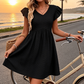 👗💼🌿 OFFRE LIMITÉE 50% DE RÉDUCTION! Robe Élégante à Manches Flutter et Col V – Jersey Doux, Facile à Porter, Se Porte avec Sandales ou Talons – Idéale pour le Bureau, les Courses ou les Sorties du Week-end ☕🛍️