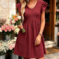 👗💼🌿 OFFRE LIMITÉE 50% DE RÉDUCTION! Robe Élégante à Manches Flutter et Col V – Jersey Doux, Facile à Porter, Se Porte avec Sandales ou Talons – Idéale pour le Bureau, les Courses ou les Sorties du Week-end ☕🛍️