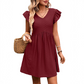 👗💼🌿 OFFRE LIMITÉE 50% DE RÉDUCTION! Robe Élégante à Manches Flutter et Col V – Jersey Doux, Facile à Porter, Se Porte avec Sandales ou Talons – Idéale pour le Bureau, les Courses ou les Sorties du Week-end ☕🛍️
