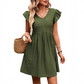 👗💼🌿 OFFRE LIMITÉE 50% DE RÉDUCTION! Robe Élégante à Manches Flutter et Col V – Jersey Doux, Facile à Porter, Se Porte avec Sandales ou Talons – Idéale pour le Bureau, les Courses ou les Sorties du Week-end ☕🛍️