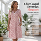🌸👗🌿 -50% ! Robe décontractée V-neck imprimée – Fluide et respirante, avec poches latérales pratiques.
