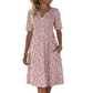 🌸👗🌿 -50% ! Robe décontractée V-neck imprimée – Fluide et respirante, avec poches latérales pratiques.