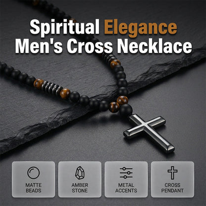 ✝️💪🌟 -50% ! Collier croix perlé pour homme – Symbole de foi, confort quotidien.